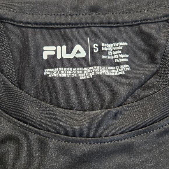 Fila Long Sleeve Activewear Top Black with Floral Mesh Running Cycling Women's S - Picture 3 of 11